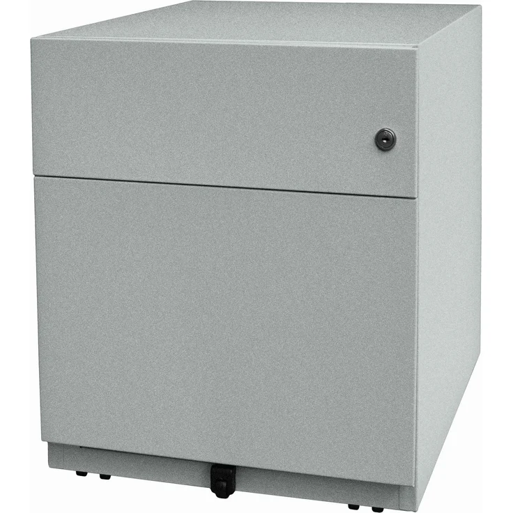 Rollcontainer Note™ mit Griffleiste, 1 Universalschublade, 1 HR-Schublade, Farbe silber – Bild 3