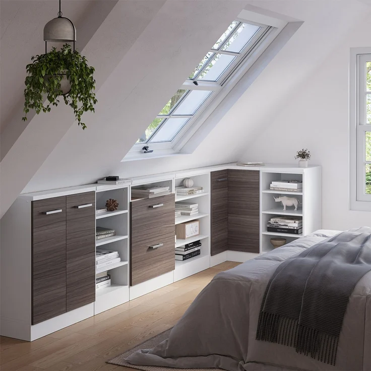 Eck-Küchenschrank für Dachschrägen R-Line Edelgrau 75.6 cm mit 1 Tür Vicco – Bild 6