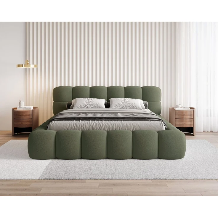 Chilly Möbel Polsterbett Stone Grün Bouclé Stoff 160x200 cm mit Stauraum Quelle 37 – Bild 2