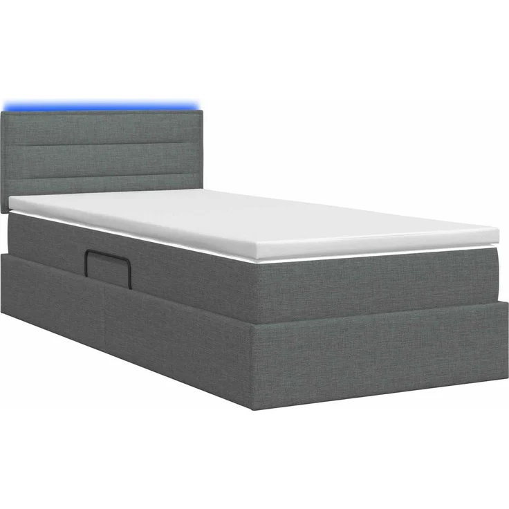 vidaXL LED-Speicherbett mit Matratze Dunkelgrau 100 x 200 cm Stoff 3458980 – Bild 9