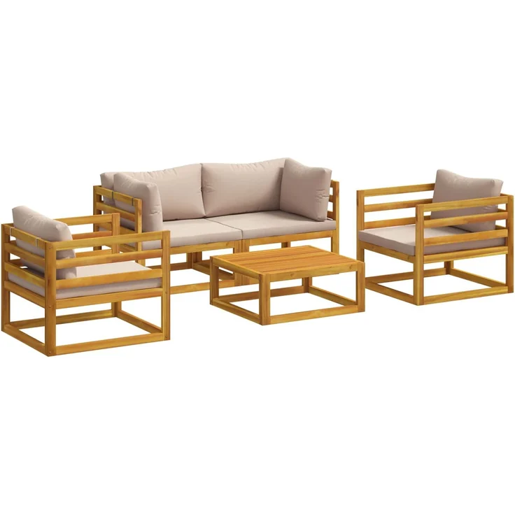 vidaXL 5-teiliges Garten-Lounge-Set Modular Natur Massivholz Akazie 3417223 – Bild 2