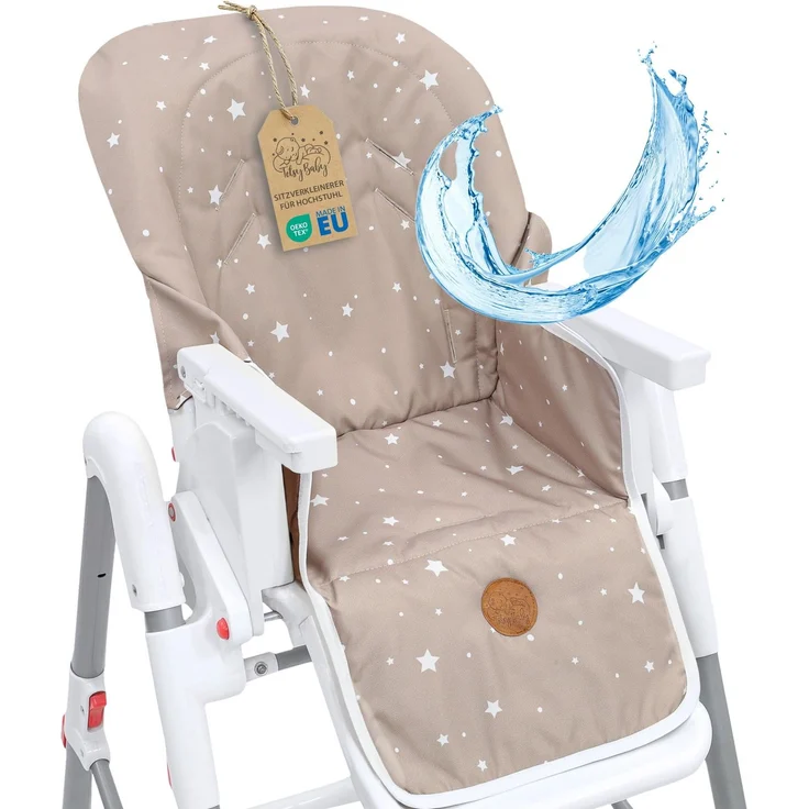 Sitzverkleinerer für hochstuhl baby sitzkissen stuhl - kinder sitzauflage für ikea peg perego kinderhochstuhl chair cover für kinderstuhl babystuhl und hochstühle oeko-tex beige mit weiß sternen
