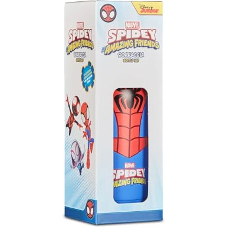 Seven Spiderman Trinkflasche, Thermosflasche, Wasserflasche, Thermosflasche aus Edelstahl, BPA-frei, 350 ml, Silikondeckel, Kinder, Jungen, Mädchen, Geschenkidee, rot/blau – Bild 3
