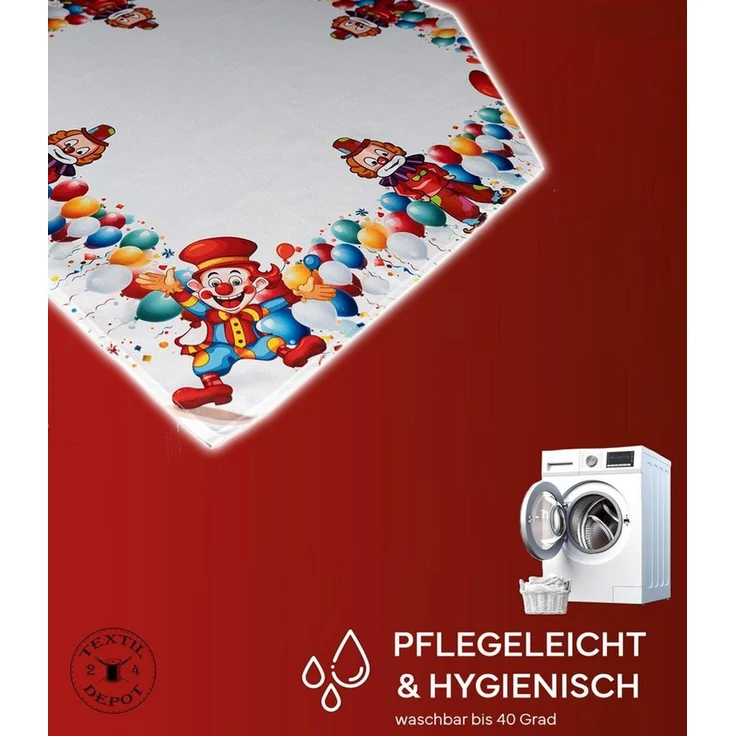 texpot Tischdecke Tischläufer Druck Clowns mit Luftballons (1-tlg) – Bild 2