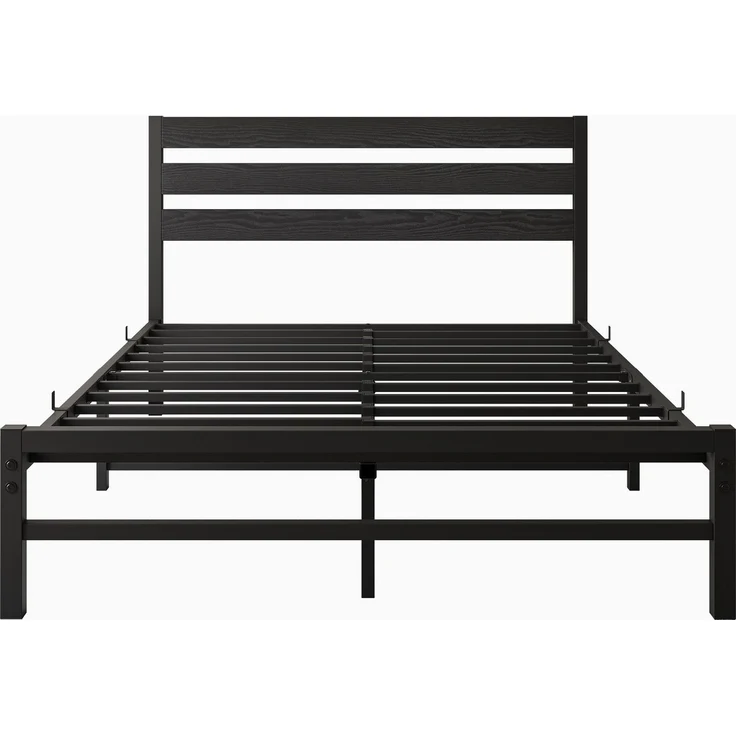 Doppelbett aus Metall mit MDF-Kopfteil, ohne Matratze, 140x200 cm, Schwarz – Bild 10