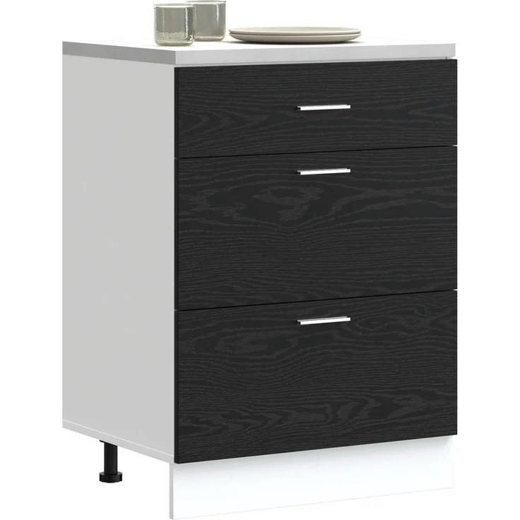 vidaXL Küchenunterschrank Schwarz Eichen-Optik 60 x 46 x 81,5 cm 876694 – Bild 3