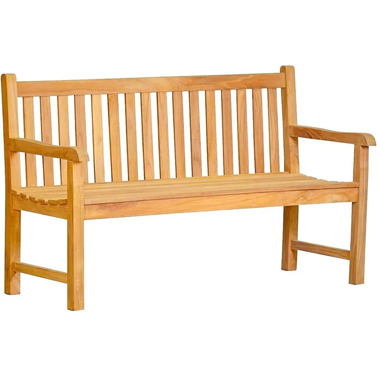 Kai Wiechmann Gartenbank Teakbank 150 cm Holzbank massiv 3-Sitzer, als wetterfeste Sitzbank Teakholz Bank naturbelassen und zertifiziert