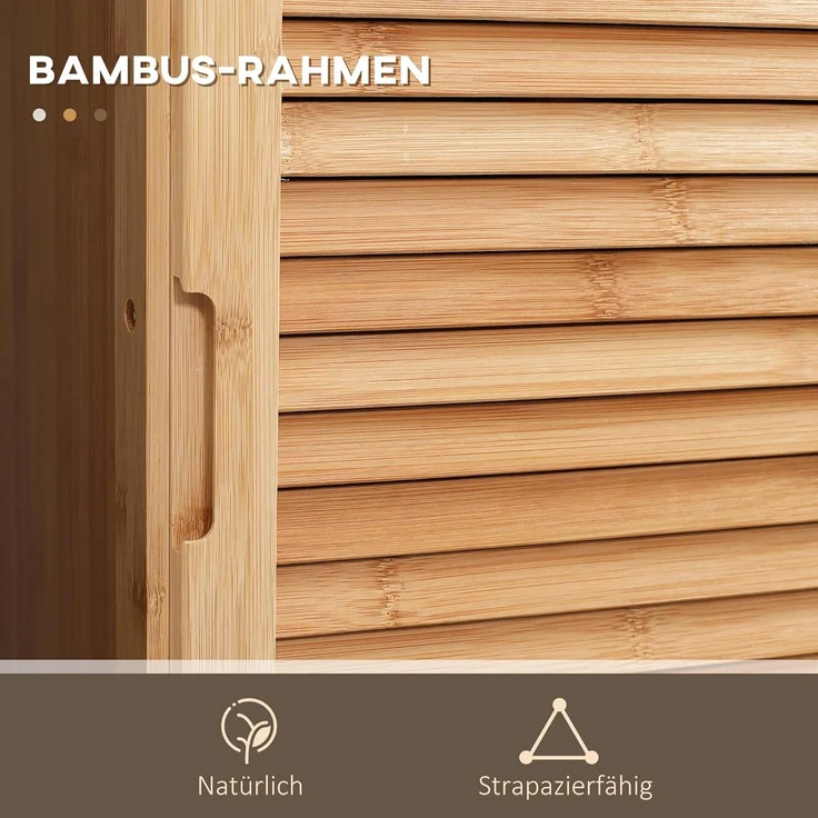 Kleankin Badkommode aus Bambus, mit Schublade, drei Ablagen, offenes Fach (Badezimmerschrank, 1 St, Badezimmermöbel), für Badezimmer, 32 x 30 x 163 cm Naturholz – Bild 5