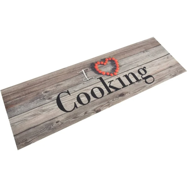 vidaXL Küchenteppich Waschbar Cooking Grau 60x180 cm Samt 136547 – Bild 1