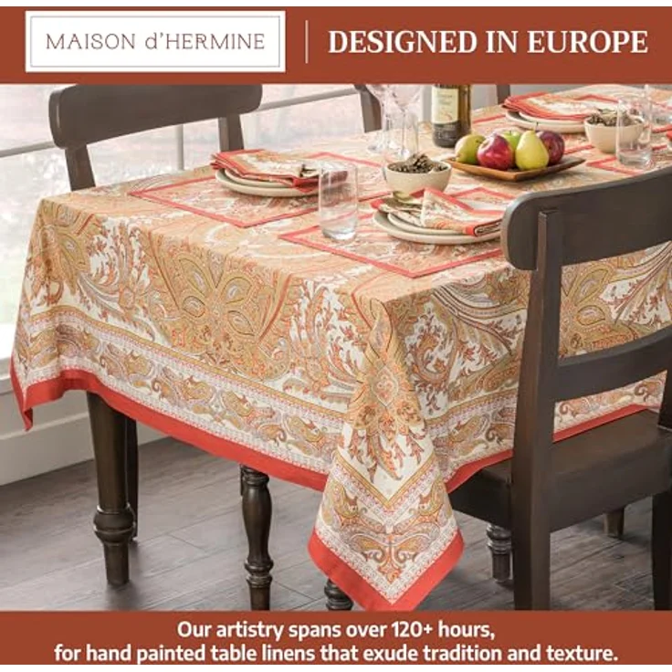 Maison d' Hermine Tischdecke aus 100% Baumwolle mit Paisleymuster, für Küche, Esszimmer, Dekoration, Partys, Hochzeiten, Erntedankfest, Weihnachten (rechteckig, 152x308 cm) – Bild 2