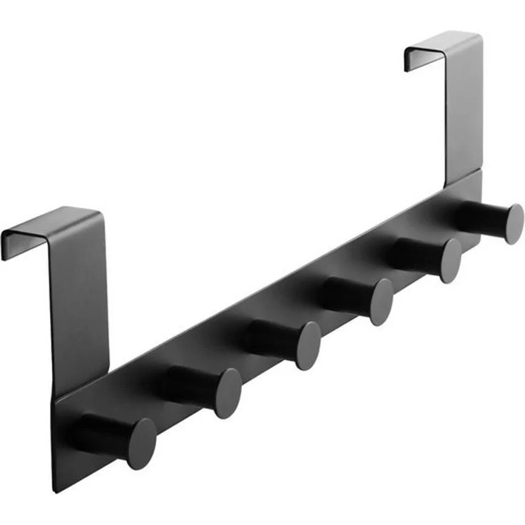SO-TECH® Türgarderobe Garderobenleiste LINEA 380 x 110 mm, mit 6 Haken Türhaken, (1-St), Edelstahl schwarz matt, für 40 mm Türen ohne Falz – Bild 4