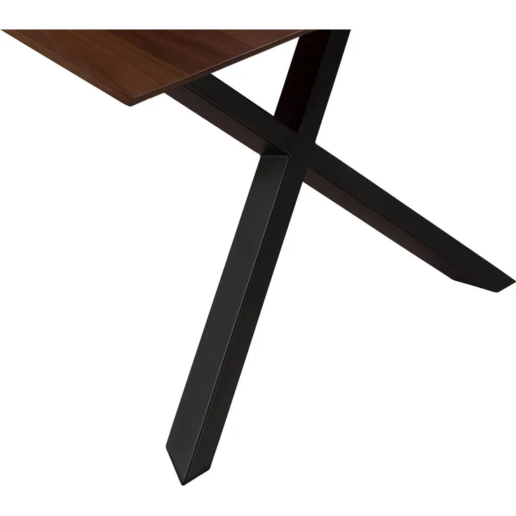 Esstisch Akazie 160 x 90 x 75 braun lackiert / ausgestellte X-Beine anthrazit matt SWISS EDGE – Bild 3