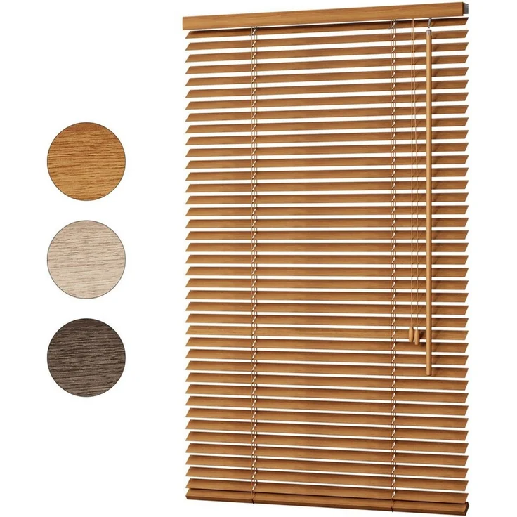 Sekey Jalousie Jalousie Klemmfix ohne Bohren Holzjalousie Holz Rollo Plissee Echtholz, Lamelle 35mm Montage mit Bohren oder ohne Bohren möglich für Fenster – Bild 1