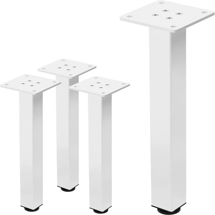 ML-DESIGN Tischbein Tischkufen I-Design Möbelfüße Tischgestell aus pulverbeschichtet Stahl, 4er Set Bankkufen 42cm Weiß glänzend eckig Möbelbeine
