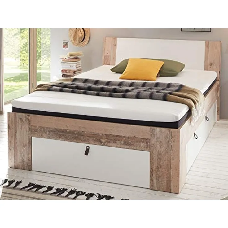 Bett >Chery< in Old Style hell - 145,5x46,5x214cm (BxHxT)