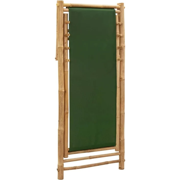 Liegestuhl, Sonnenliege Bambus und Canvas Grün – Bild 6