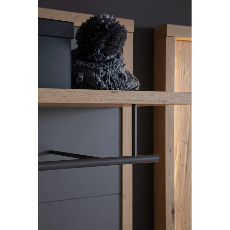 Garderobenpaneel Liza / Lizzano, Holzwerkstoff, Metall, Grau, Schwarz, Holzfarben, 86 x 118 x 32 cm – Bild 7