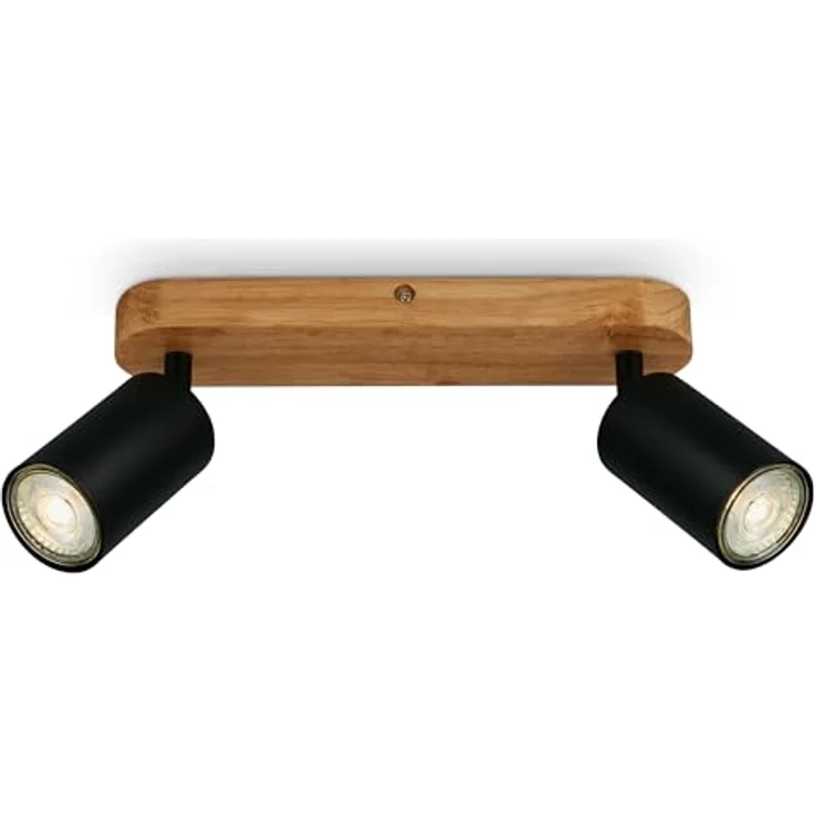 B.K.Licht - Deckenlampe schwenkbar, GU10 Fassung, max. 9 W, Deckenleuchte, Lampe, Wohnzimmerlampe, Schlafzimmerlampe, Küchenlampe, Deckenstrahler, Deckenbeleuchtung, 27 cm, Schwarz-Holz – Bild 2