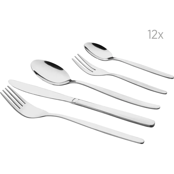MÄSER Besteck Set 12 Personen, Essbesteck 60-teilig aus Edelstahl, Besteckset spülmaschinenfest rostfrei, Servierbesteck inkl. Esslöffel, Menü-Gabel, Tafelmesser, Teelöffel und Kuchengabel