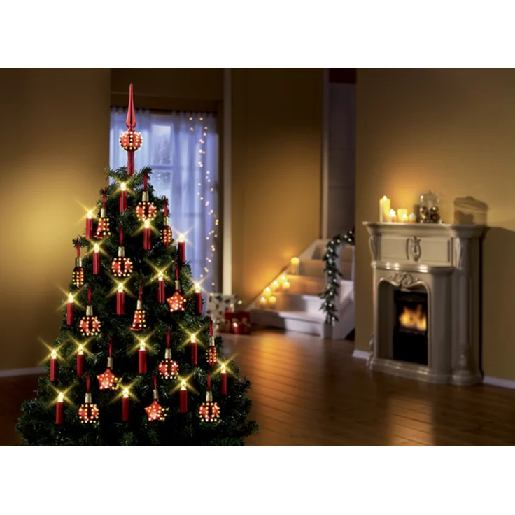 3x Lichterglanz LED Weihnachtsbaum Kugel Baum Schmuck beleuchtet kabellos rot – Bild 3