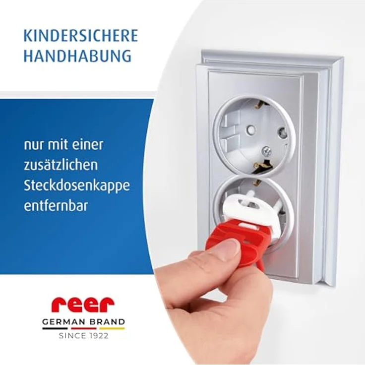 reer Steckdosen-Kappe mit Schlüssel, 6+1 Stück, weiß, das Original vom Erfinder des Steckdosen-Schutz – Bild 7