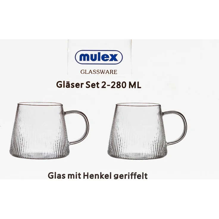 4-teiliges Gläser Set mit Henkel, 280 ml mit Rillenstruktur – Bild 5