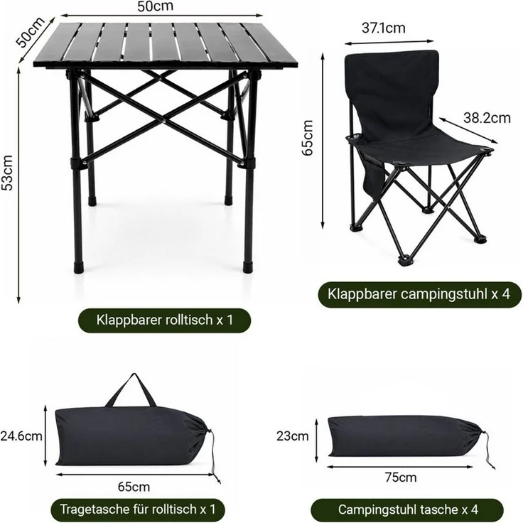 Youyijia Klapptisch Outdoor Klapptisch Stuhl Set für Camping & Picknick Tragbares Metall – Bild 4