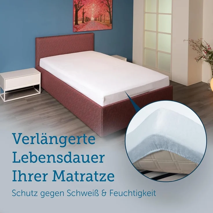 Matratzenauflage Auflage, Allergiker geeignet (Hausstauballergiker) SETEX, Molton-Köper, in 90x200 cm, Feuchtigkeitsabsorbierend – Bild 2