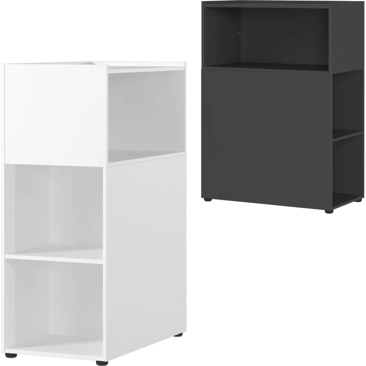 bümö Space Anstellcontainer & Raumteiler in Weiß, Regal Container mit 5 Fächer - Schreibtisch Schrank für Ordner & Akten am Bürotisch - Schreibtischcontainer für Büro & Homeoffice, SPCRT-84 – Bild 10