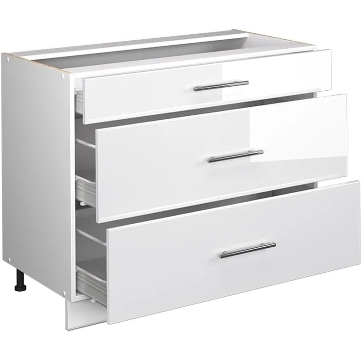 Küchenunterschrank Fame-Line Weiß Hochglanz/Weiß 100 cm, AP Anthrazit Vicco – Bild 8