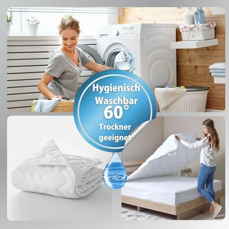 Matratzenschoner Topper 90x200 cm Premium Matratzenauflage SEI Design, Bettauflage - ergonomisch gesteppt mit 4X Gummi-Befestigung – Bild 6