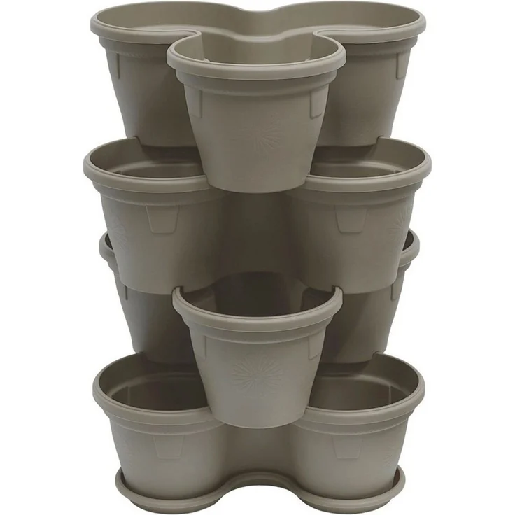 Engelland Blumenständer Säulentopf, Hochbeet, Kräuterbeet (Vorteils-Set, 4 St, 11 Liter Fassungsvermögen je Ebene), fallsicher, UV-beständig, stapelbar, platzsparend, robuster Kunststoff – Bild 5