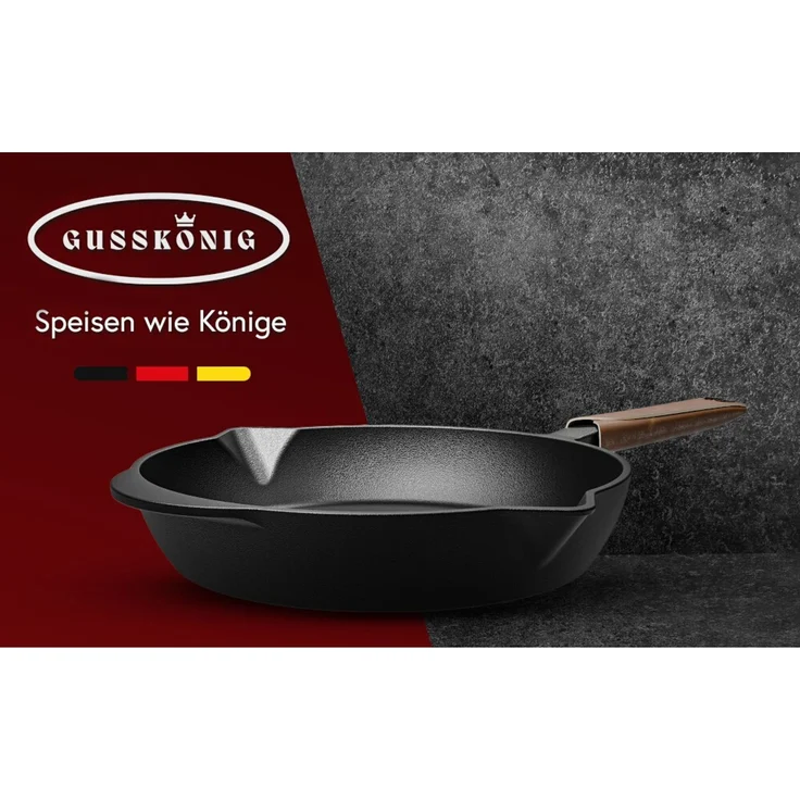 Feuerpfanne Ø 26 cm aus Gusseisen – mit Ledergriff & Ringreiniger, hitzebeständig bis 300 °C, für Grill, Induktion & Lagerfeuer – Bild 8