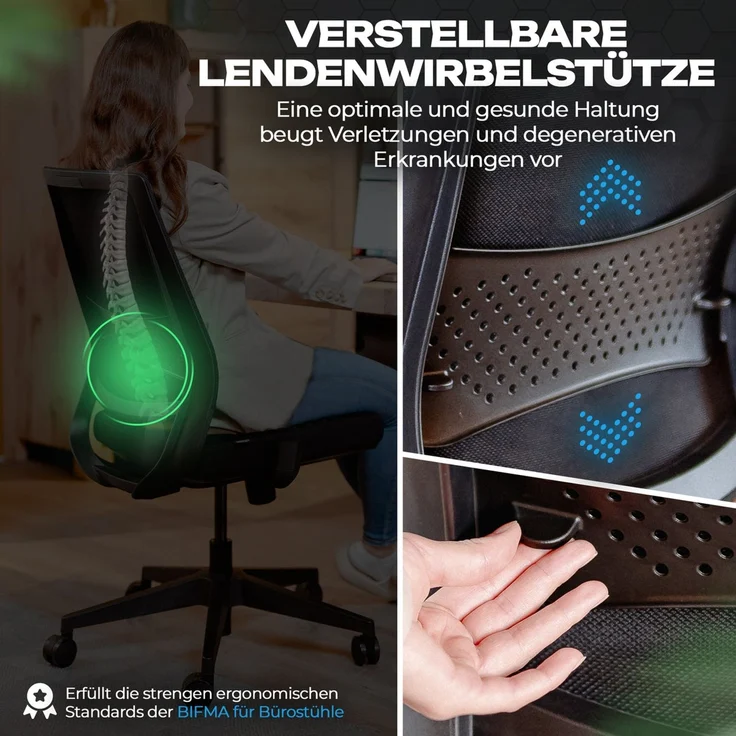 VALKENSTOL M2 Essential - Bürostuhl Ergonomisch Testsieger - 5 Jahre Garantie - Schreibtischstuhl ohne Armlehnen ohne Kopfstütze - Computerstuhl – Bild 4