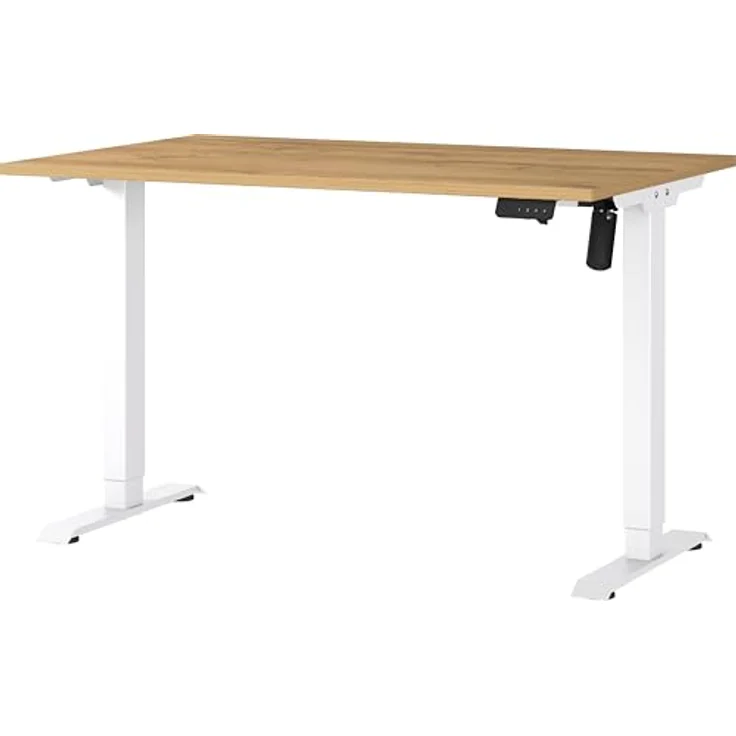 Germania Schreibtisch 8022-552, in Grandson-Eiche-Nb./Weiß, elektr. höhenverstellbar, 120 x 119 x 80 cm (BxHxT) – Bild 2