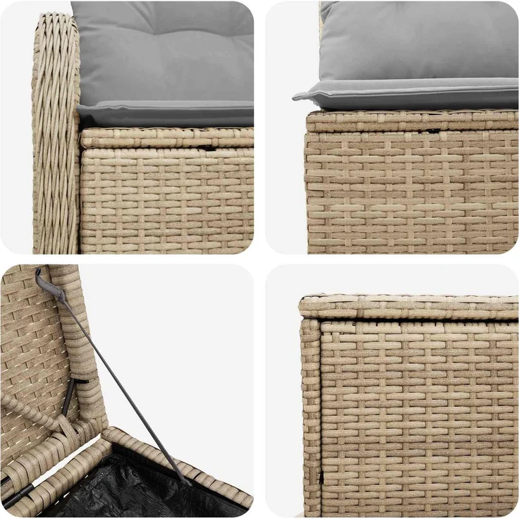 vidaXL Sofa Set 7 stk. Beige und Hellgrau Polyrattan und Stahl 3448709 – Bild 6