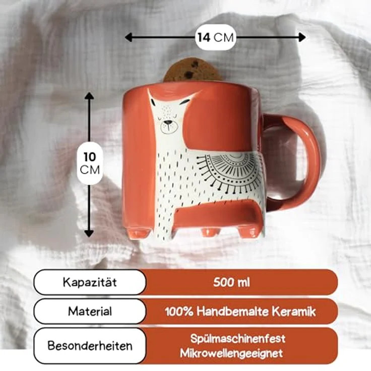 Winkee Becher Cute Animal Kaffeebecher Lama, Keramik – Bild 5