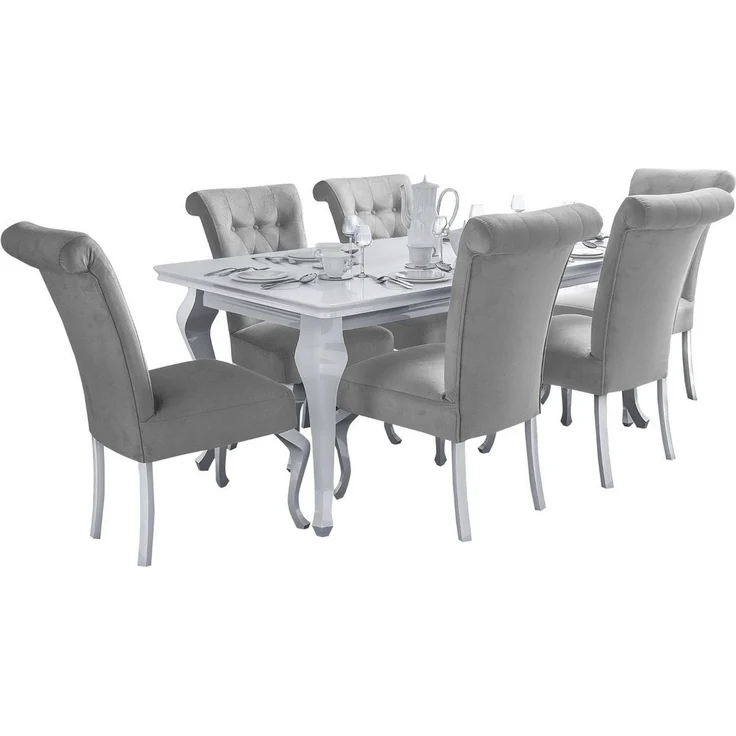 Deine Möbel 24 Esszimmerstuhl LUISE S61 Stuhl 2 4 6 8 10 12 Stühle PREMIUM zum Esszimmer - Set (Beige Hellgrau Grau Anthrazit Graphit), Stühle in Samt Velour Glamour-Still – Bild 4