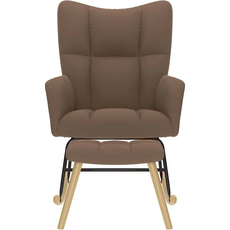 vidaXL Schaukelstuhl mit Fußhocker Braun Stoff 4016804 – Bild 2