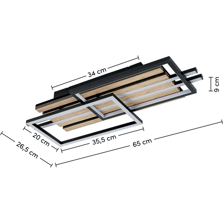 Novel 'AMURAPAR' LED-Deckenleuchte, Aluminium braun/schwarz, 65 x 30 x 8 cm, Warmweiß – Bild 7