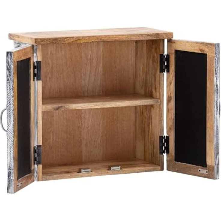 Spiegelschrank Badschrank massivum Santa Cruz grau 52x50x23 Mango Holz Landhaus-Stil Boho Hängeschrank mit Spiegel Badmöbel Stauraum – Bild 3