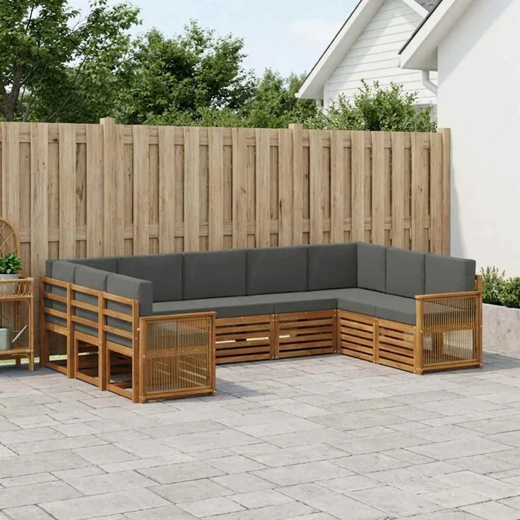 vidaXL Outdoor-Sofagarnitur 9 stk. 9-Sitzer Natur und Anthrazit 3384838