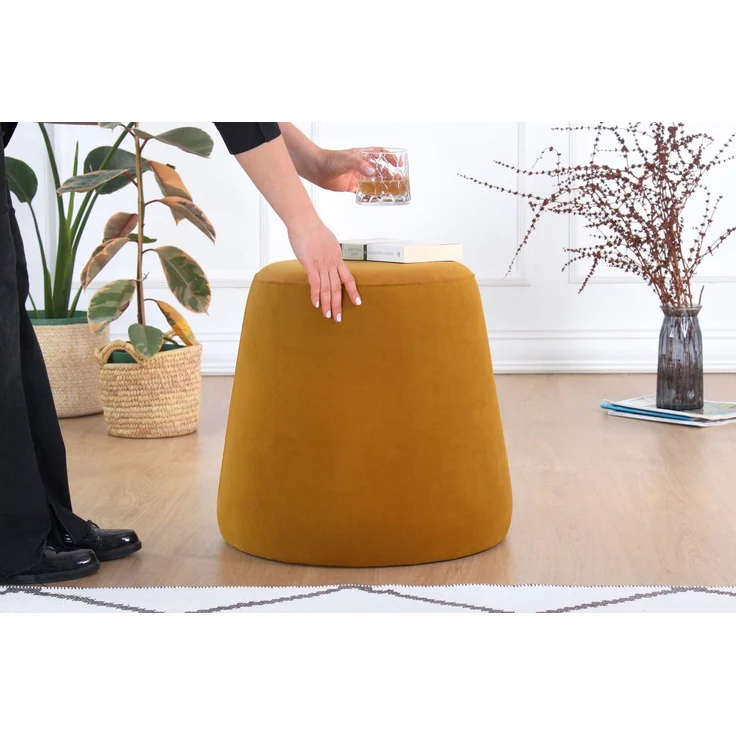 Hanah Home 'Broch - Mustard' Pouffe, Senf, 40 x 44 x 40 cm – Bild 3