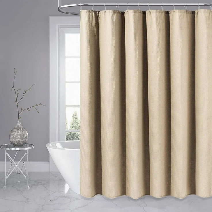Diwzbyn Duschvorhang aus Waffelstoff, wasserabweisend, waschbar & extra dick Breite 180 cm (1-tlg), strukturierter Stoffvorhang für Badezimmer – Bild 2