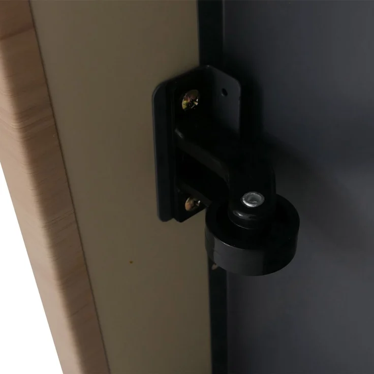 Aktenschrank HWC-Q27, Büroschrank Stahlschrank, Stützrad Staufächer, Metall 74x43x80cm ~ dunkelgrau, Holzfront – Bild 6