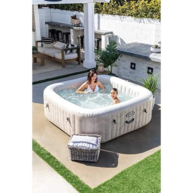 INTEX CHEVRON quadratisches aufblasbares Spa, 6 Plätze, 2x2m, Beige, mit 170 Luftblasendüsen und App-Verwaltung – Bild 6