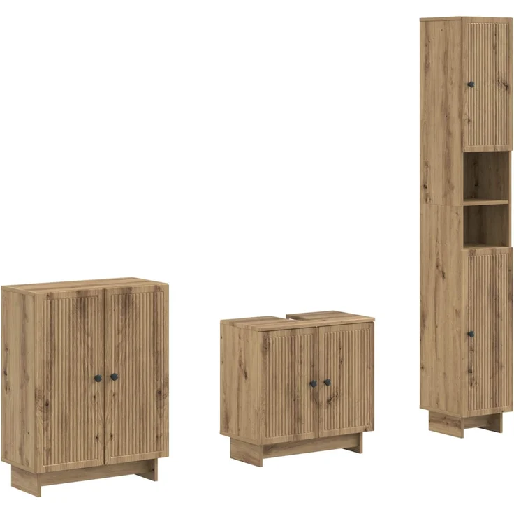 vidaXL 3-teiliges Badezimmer-Schranksystem EDE Artisan-Eiche 3417422 – Bild 2