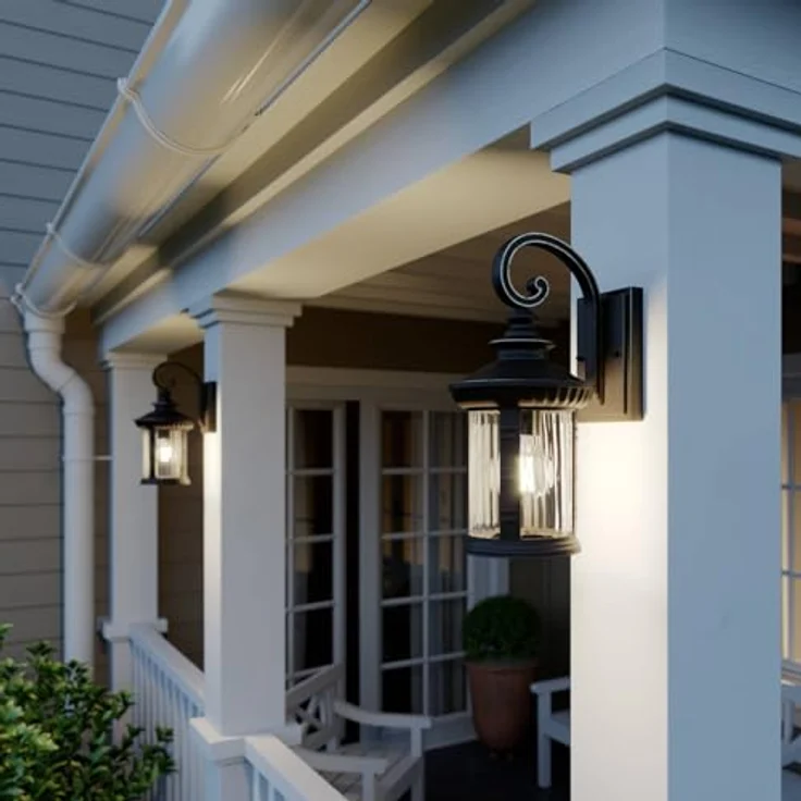 Lindby Barret, Wandleuchte außen (Laterne) in Braun, Retro Vintage Antik, 1 flammig E27, IP23, für Außenwand/Hauswand – Bild 3