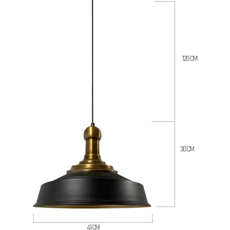 bamyum Asletl-LongKnob Hängelampe Industrial Vintage Ø40 cm, Pendelleuchte aus Schwarz Metall für Küche und Wohnzimmer, max. 60 Watt E27, höhenverstellbar – Bild 5