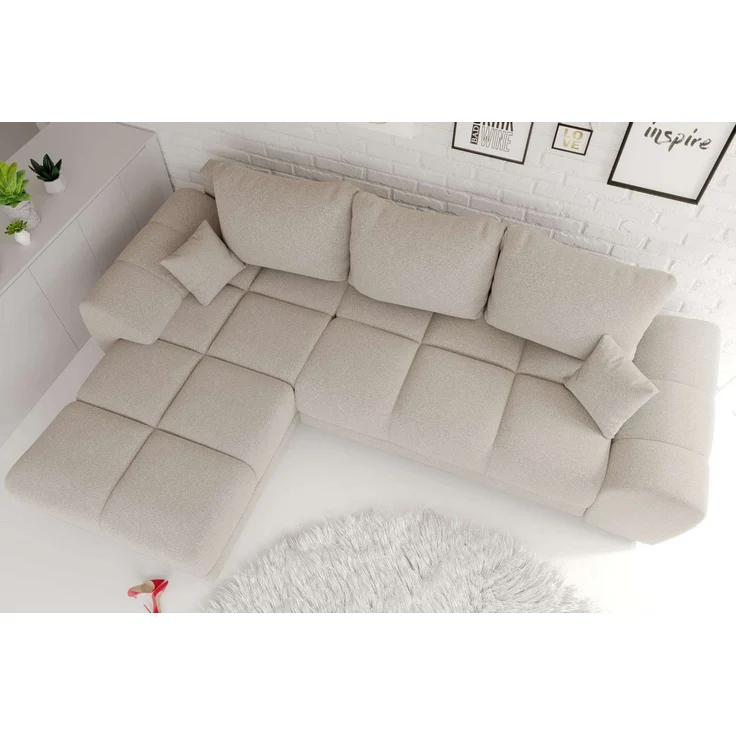 99rooms Antalya Ecksofa Strukturstoff NEVE Beige mit Schlaffunktion – Bild 3